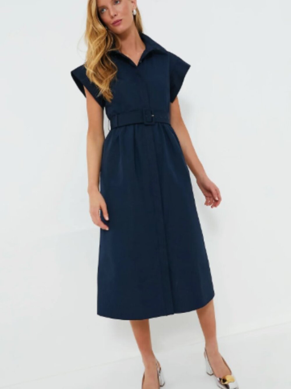Tuckernuck Navy Belted Midi Dress